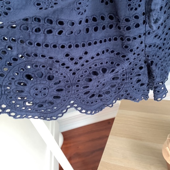 Sperry size XL navy eyelet romper with pockets and tie belt, fully lined - Picture 6 of 6